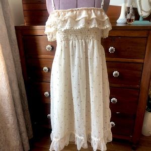Floral flowy cream empire summer dress